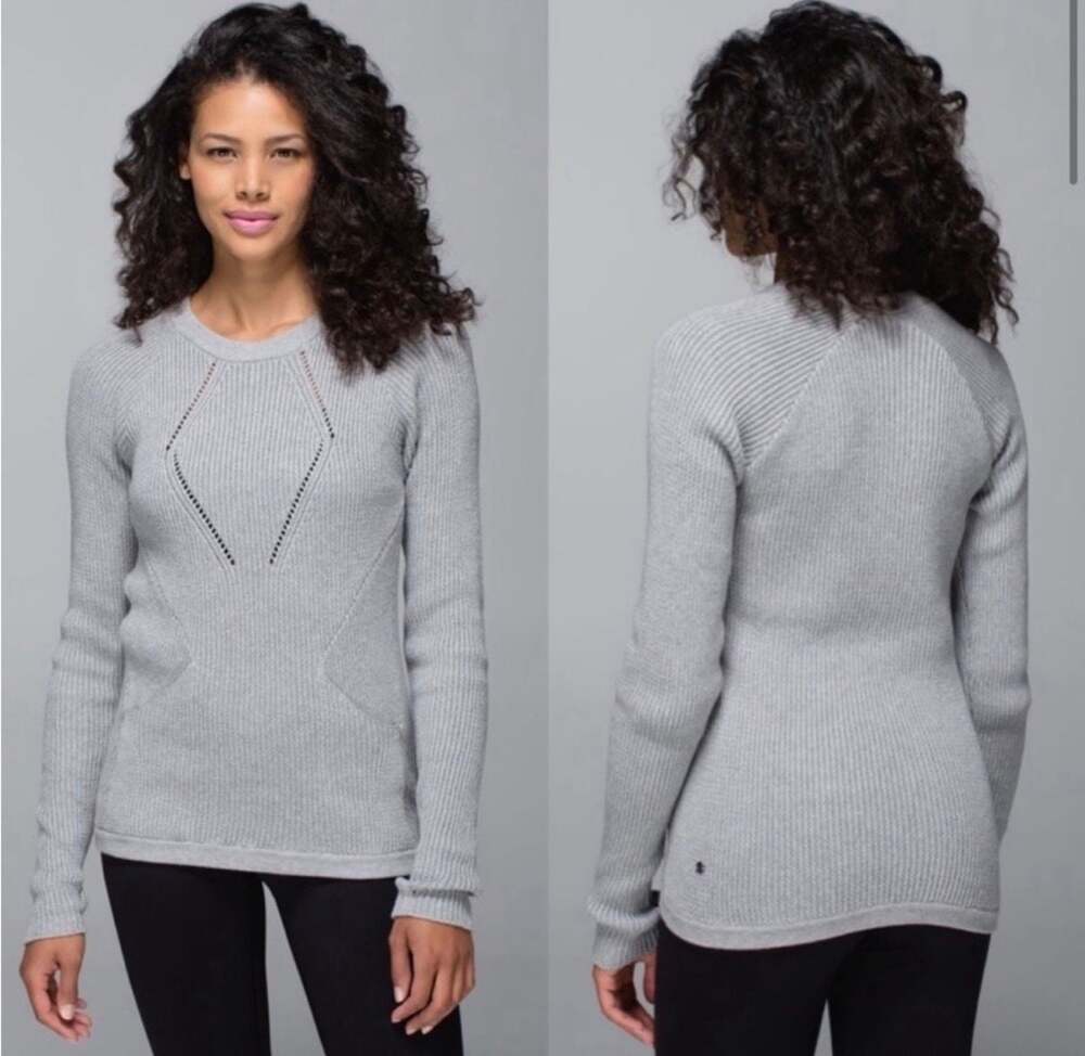 Lululemon The Sweater The Better Pullover Gray Knit Crew Neck with Pockets